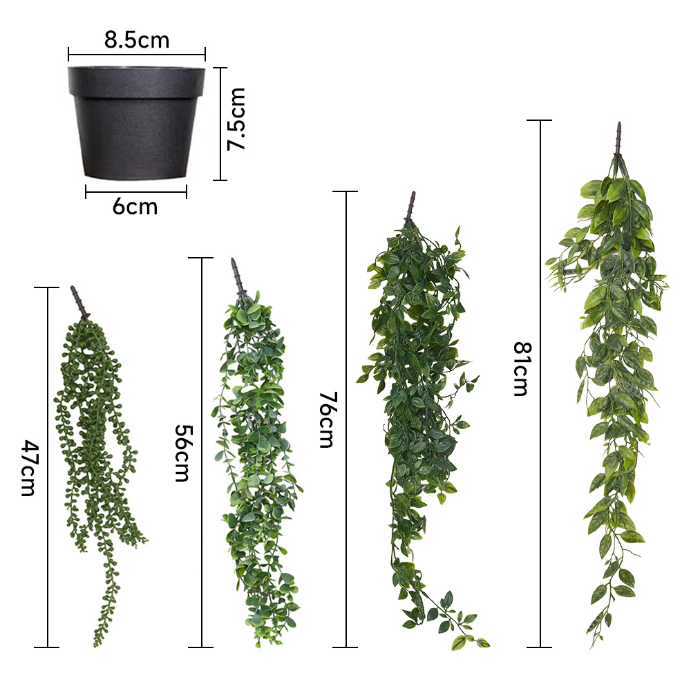 Pack of 4 Artificial Hanging Plants for Indoor and Outdoor Decor